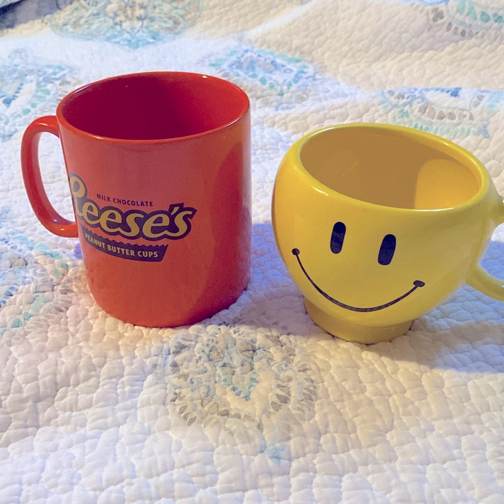Reese’s and Smilely face mugs.